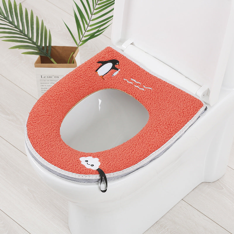 Warm Toilet Seat Cover Soft Plush Bathroom Closestool Pad Winter Velve