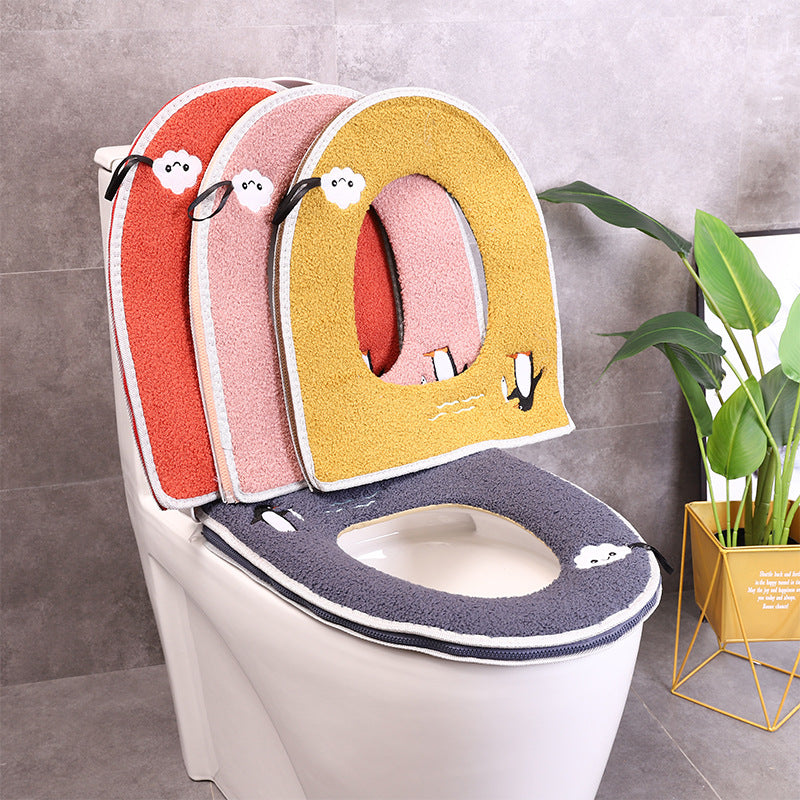 Warm Toilet Seat Cover Soft Plush Bathroom Closestool Pad Winter  Velvet Seat