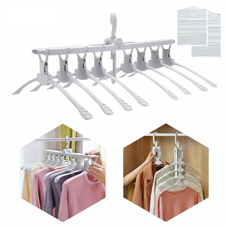 8-in-1 Hangers,Magic Folding Clothes Rack,8 Pieces Conjoined Clothes Hangers,