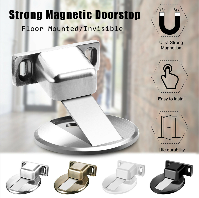 Stainless Steel Magnetic Door Stop,1 Pack Heavy Duty Door Stopper, Mount Magnets