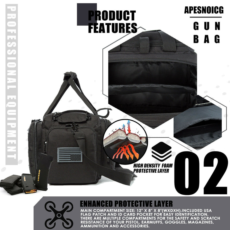 Liciko Range Bag Water-Resistant Tactical Gun Range Bag for Handguns Shooting Hunting bags