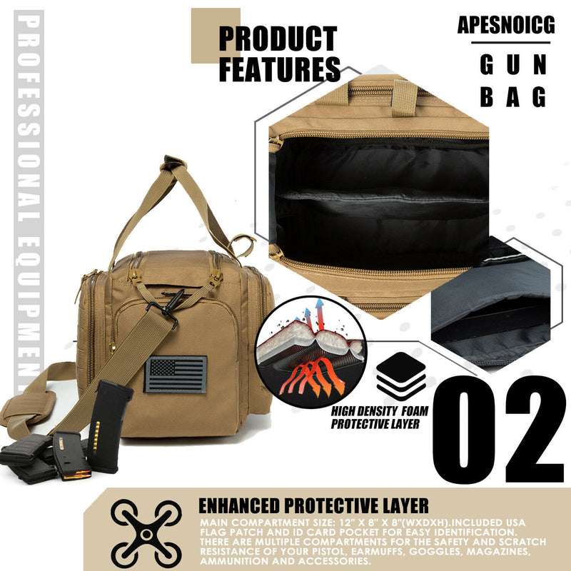 Liciko Range Bag Water-Resistant Tactical Gun Range Bag for Handguns Shooting Hunting bags