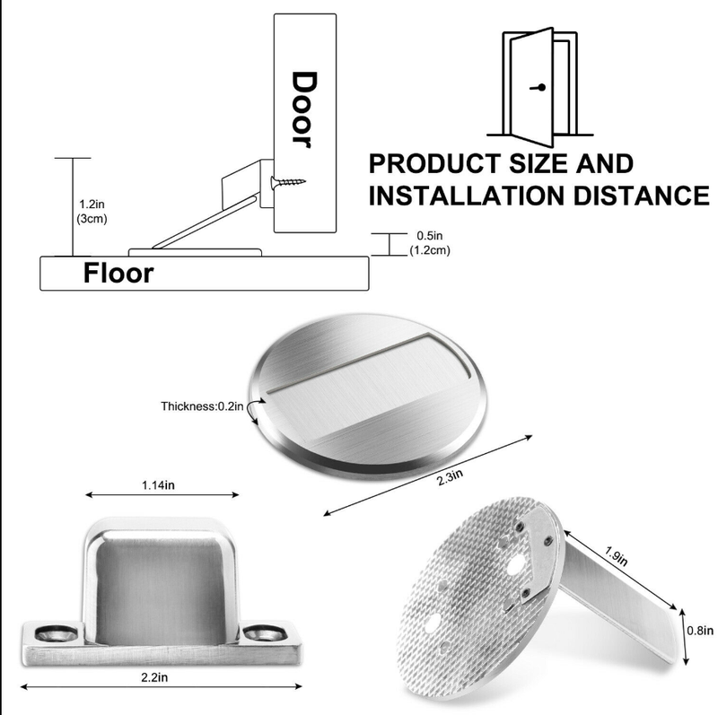 Stainless Steel Magnetic Door Stop,1 Pack Heavy Duty Door Stopper, Mount Magnets