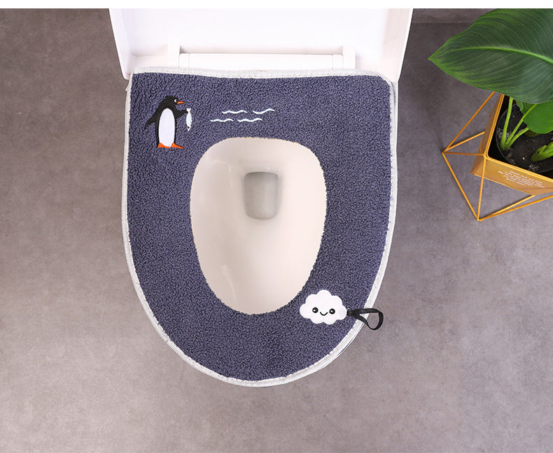 Warm Toilet Seat Cover Soft Plush Bathroom Closestool Pad Winter  Velvet Seat