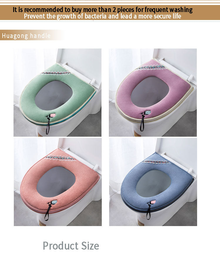 Warm Toilet Seat Cover Soft Plush Bathroom Closestool Pad Winter Velvet Seat